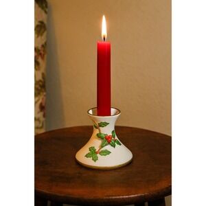 Lefton China Holly Berry Candlestick‎ Holder Hand Painted 1986 Vintage Christmas